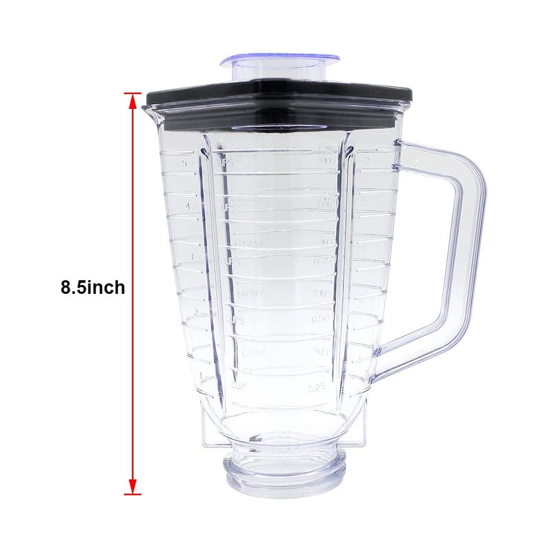 Anbige Replacement parts 5-Cup Square Top Plastic Jar Assembly With 6 Point Fusion Blade, Gasket, Base, Lid. Compatible with Oster Blenders - Image 2